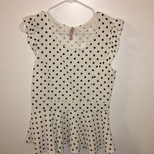 Polka Dot Peplum Shirt